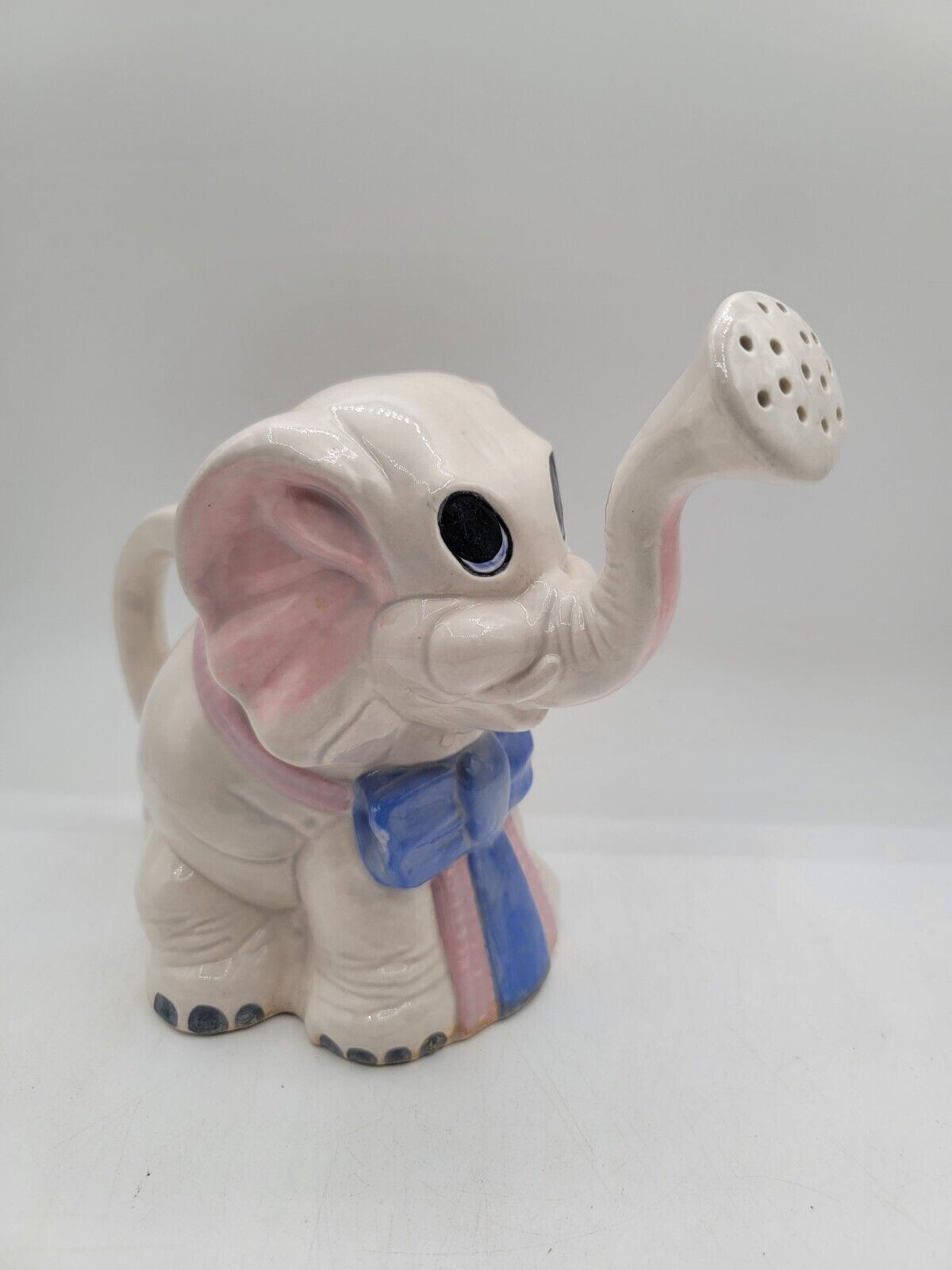 Vintage Elephant Watering Can 1978 Trunk Up Good Luck Ceramic 8\