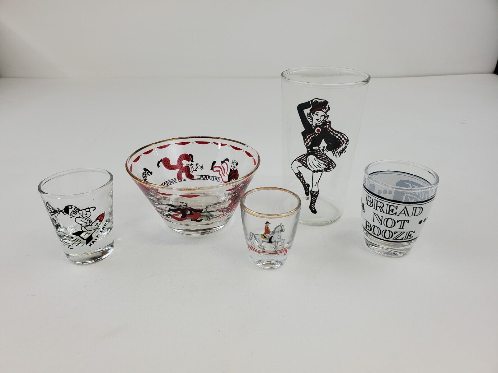 Assorted Vintage Barware Shot Glasses, Snack Bowl, Glass