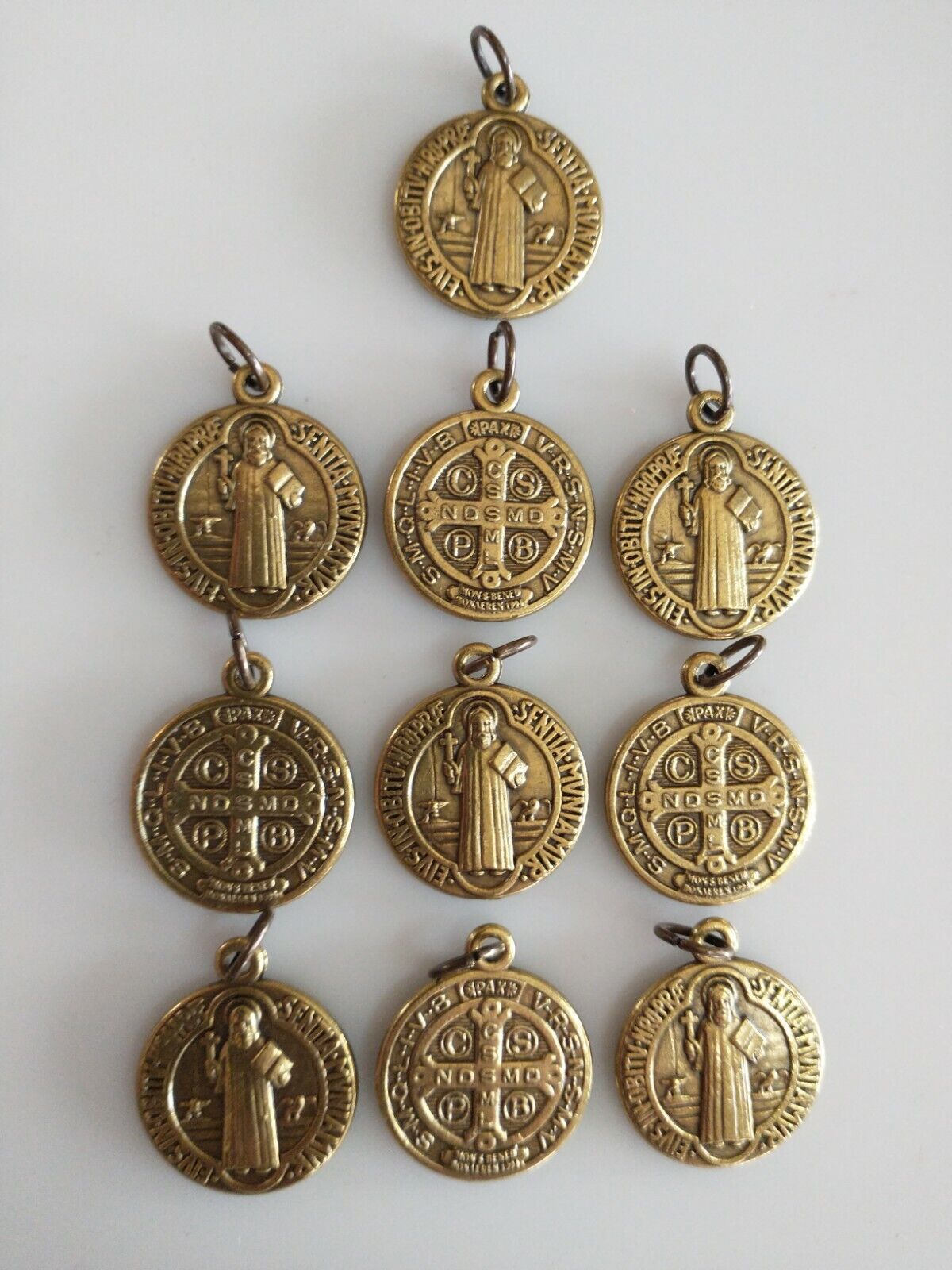 Catholic Lot of 10 x St Benedict Religious Medals Bronze Color Medal