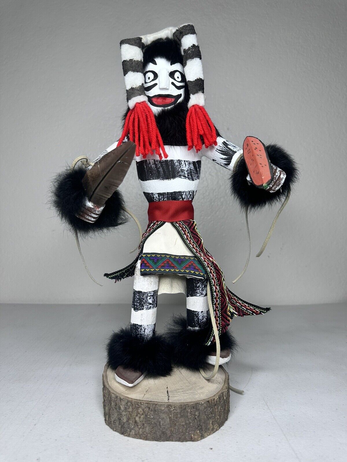Authentic 15” Hano Clown Kachina Doll by Little Dove - Handcrafted Native Americ