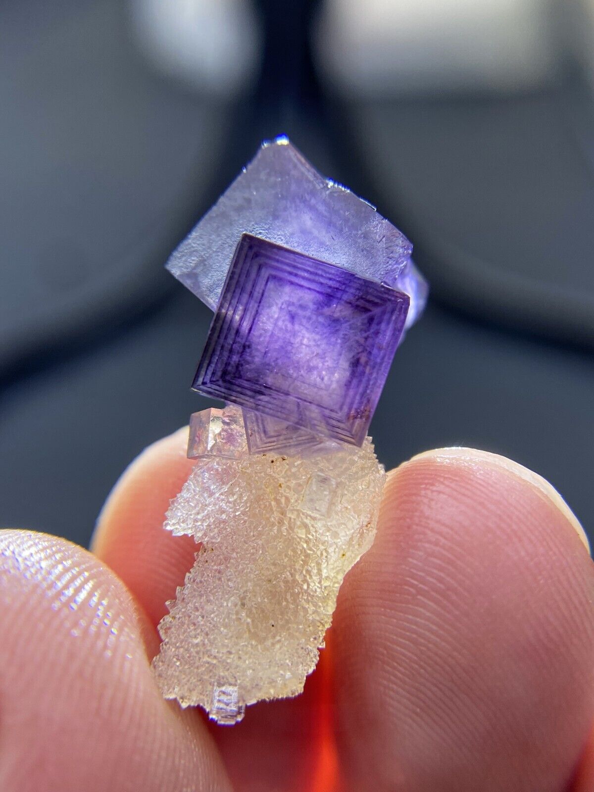 Rare  Exquisite multi-layer Phantom purple window cubic fluorite crystal,Anhui