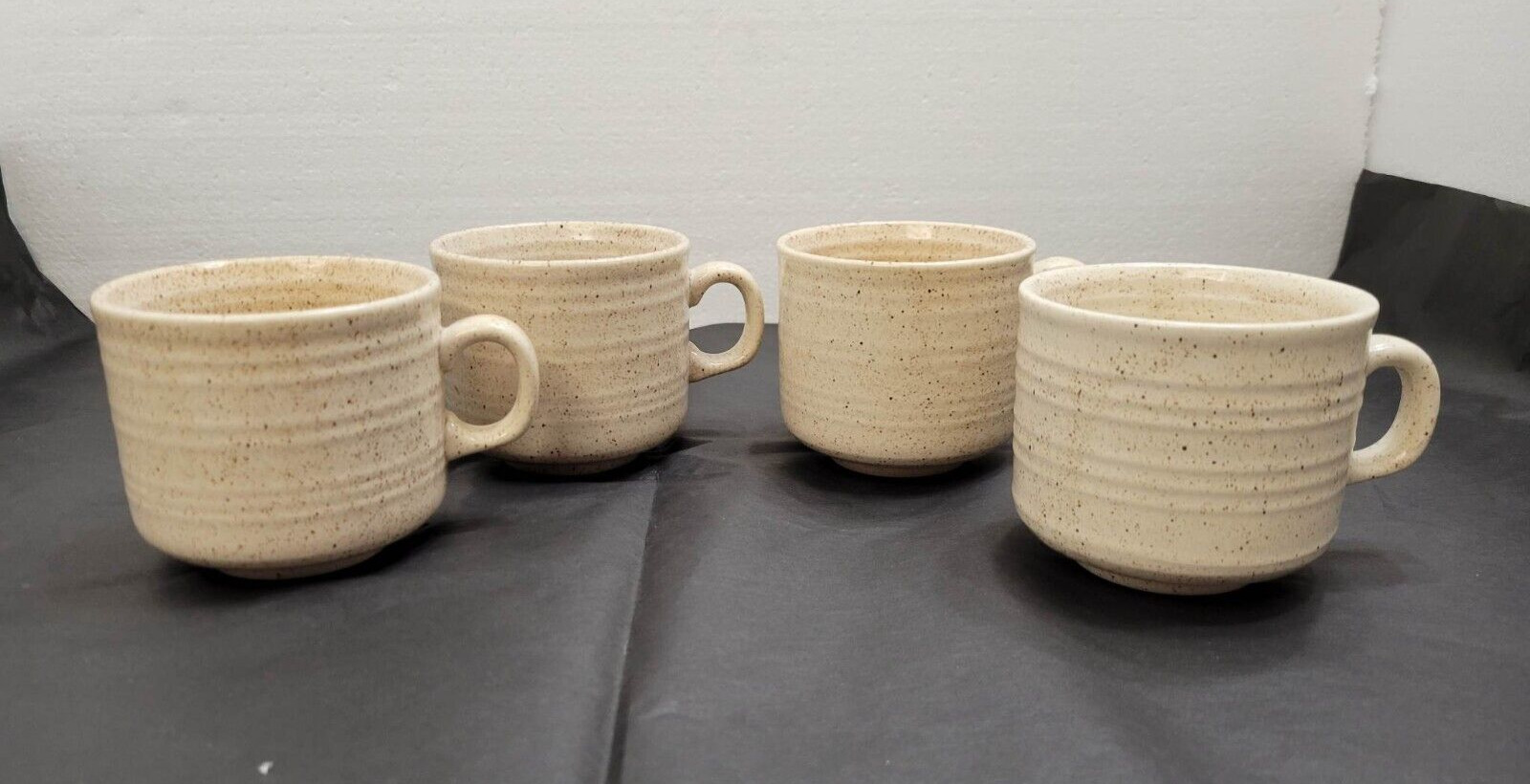 Churchill England Speckled Stoneware Homsespun Coffee Cups Set Of 4 Vintage
