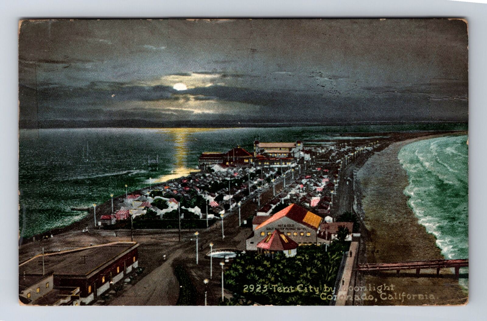 Coronado CA-California, Tent City By Moonlight, Antique, Vintage c1911 Postcard