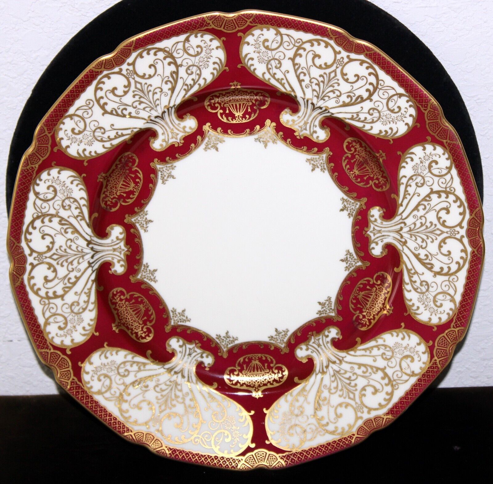 Antique Rosenthal Cabinet Plate Bavaria Gold Encrusted Red and White