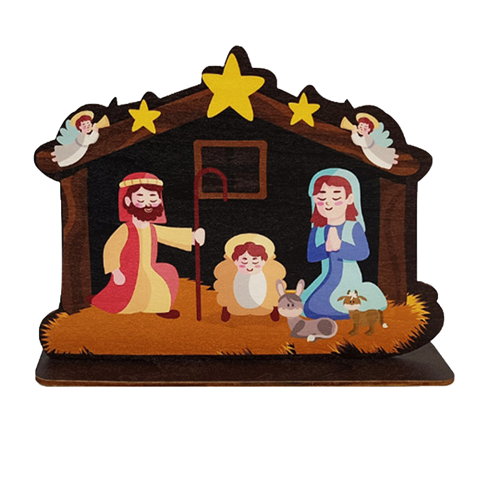 Wooden Nativity Set Indoor Wooden Nativity Figures Christmas Ornament Religious 