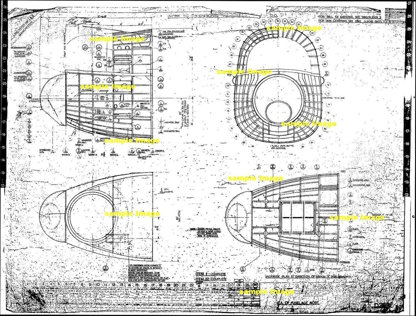 Avro Lancaster WW2 Blueprint Blueprint Plans original period DVD Drawings 1940's