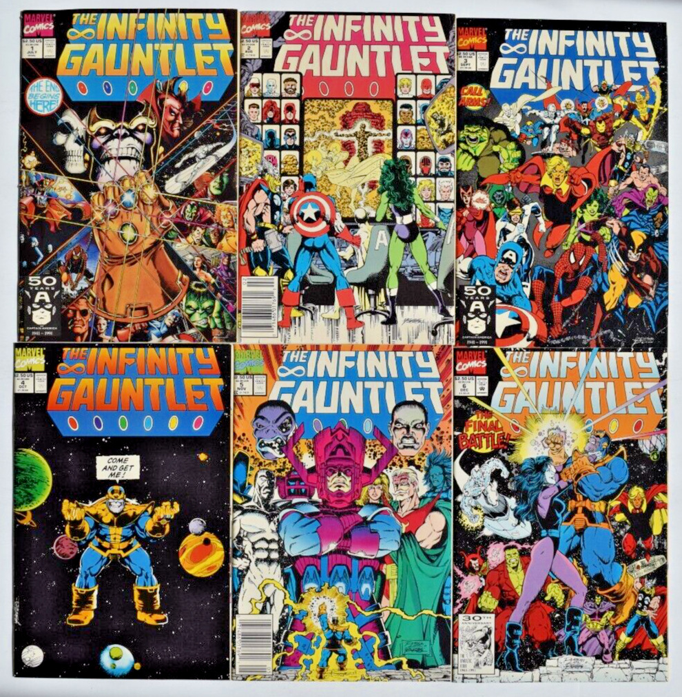 INFINITY GAUNTLET (1991) 6 ISSUE COMPLETE SET #1-6 MARVEL COMICS