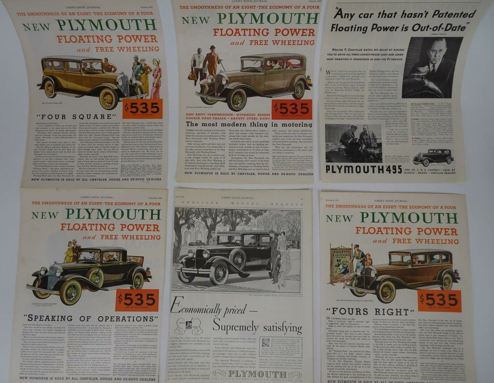 Lot 40 1920s 1930s Print Magazine Advertising Plymouth Automobile Ephemera