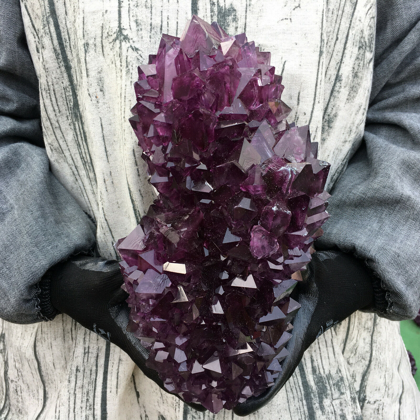 TOP！5.7-6.9LB Rare Purple Alunite Crystal Mineral Specimen Point Reiki Healing+