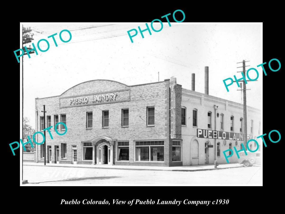 OLD 8x6 HISTORIC PHOTO OF PUEBLO COLORADO THE PUEBLO LAUNDRY STORE c1930