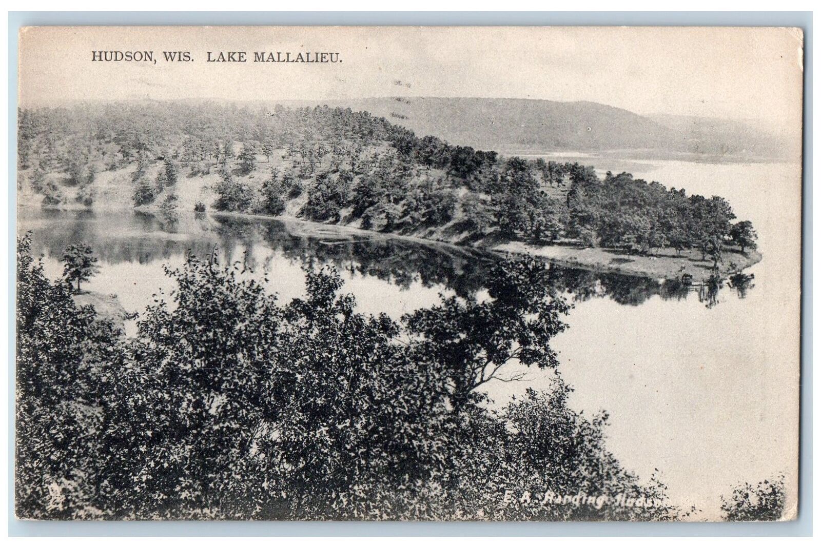 Hudson Wisconsin WI Postcard Bird's Eye View Of Lake Mallalieu 1910 Antique