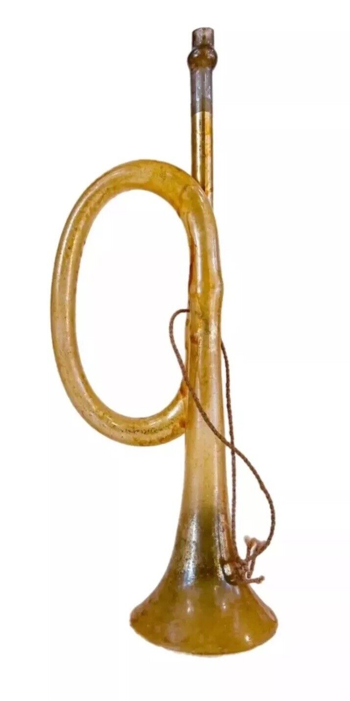 Vintage Antique Blown Glass Trumpet Instrument Christmas Ornament
