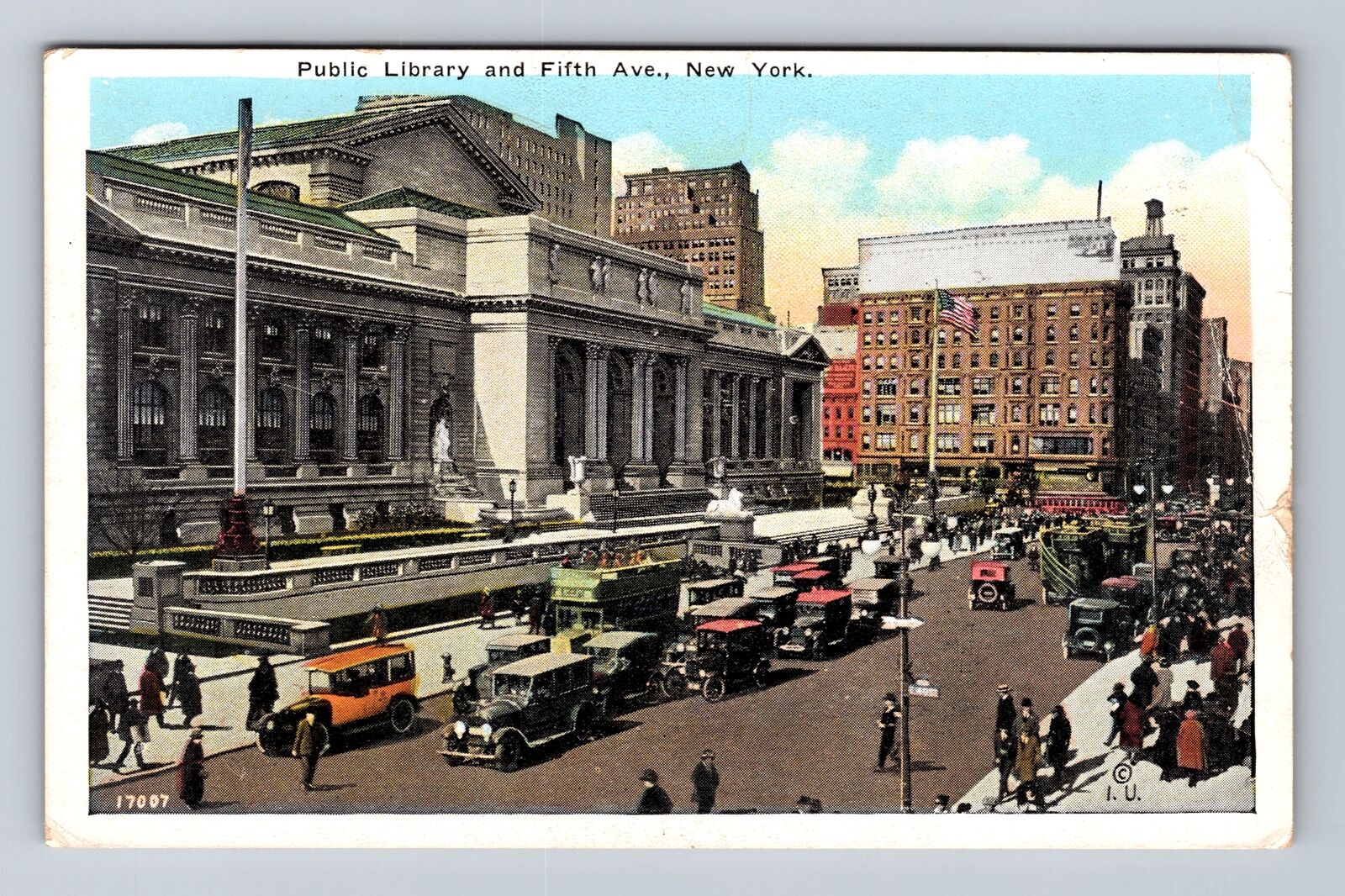New York City NY, Public Library And Fifth Avenue, Vintage c1927 Postcard