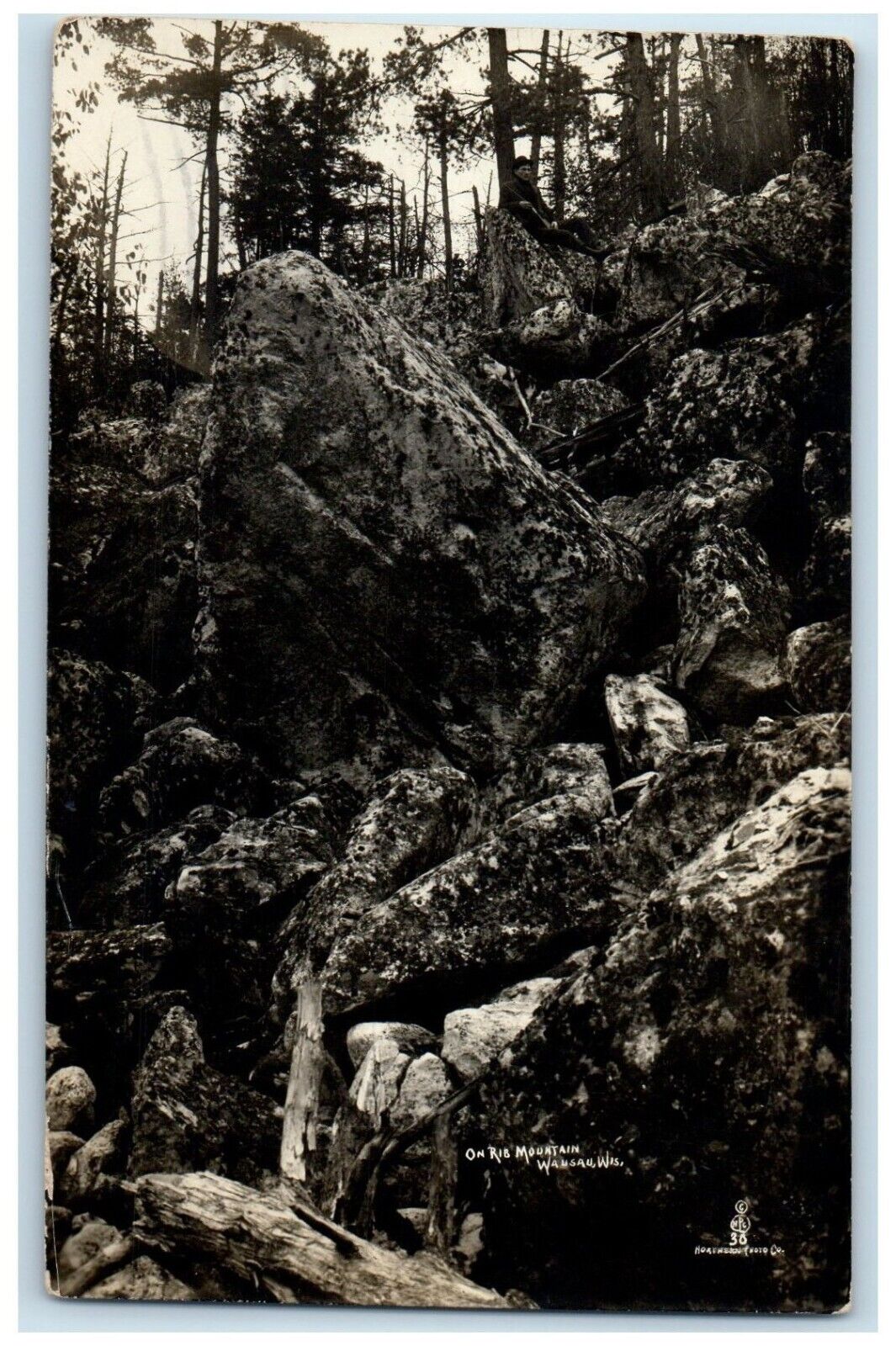 1914 On Rib Mountain Wausau Wisconsin WI RPPC Photo Posted Antique Postcard