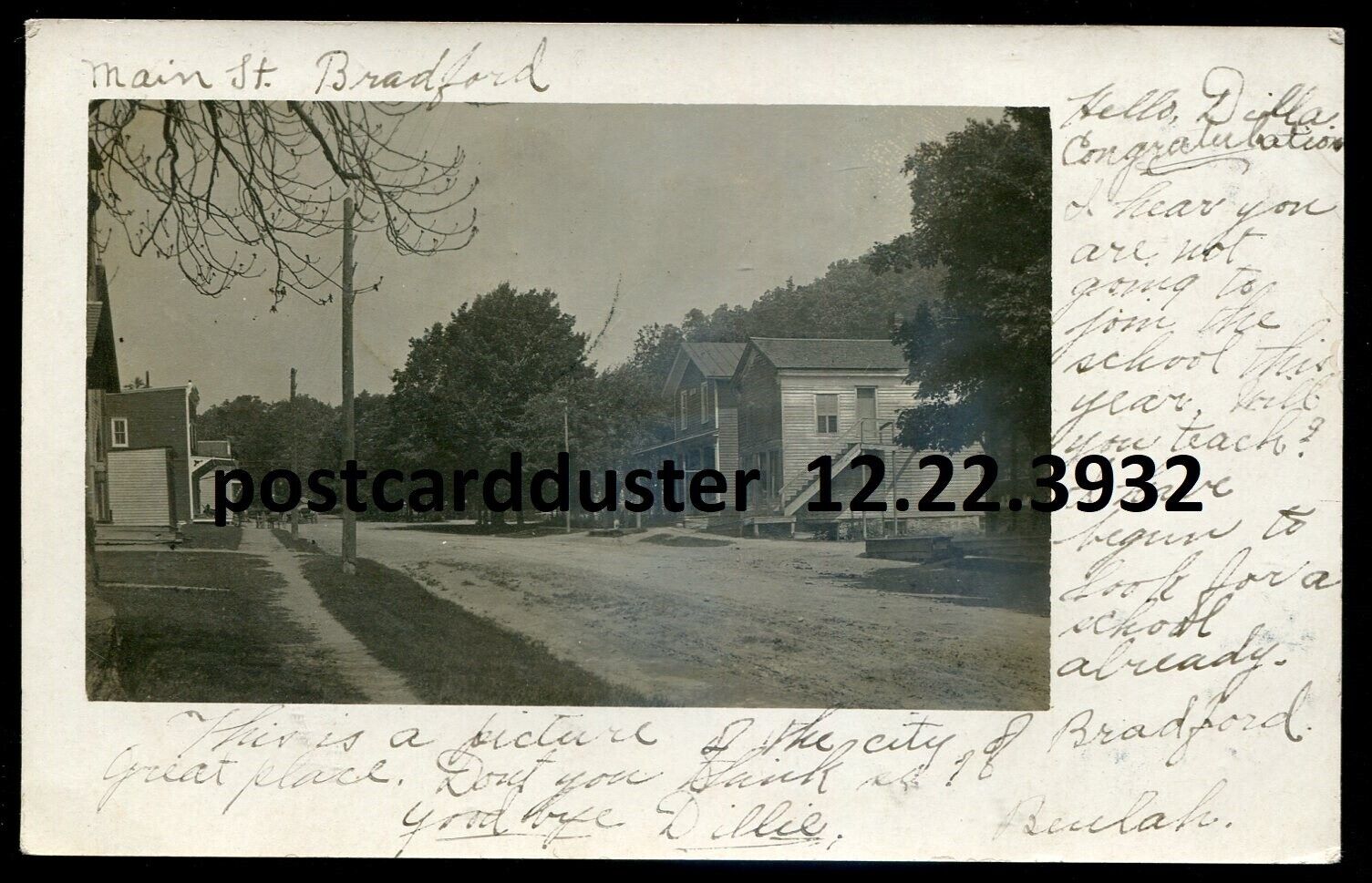 BRADFORD New York 1910 Main Street. Real Photo Postcard