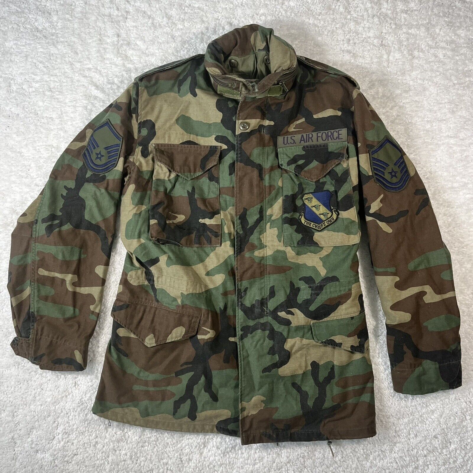 Vintage 97 Air Force Cold Weather Field Coat Small Long Camo Hooded