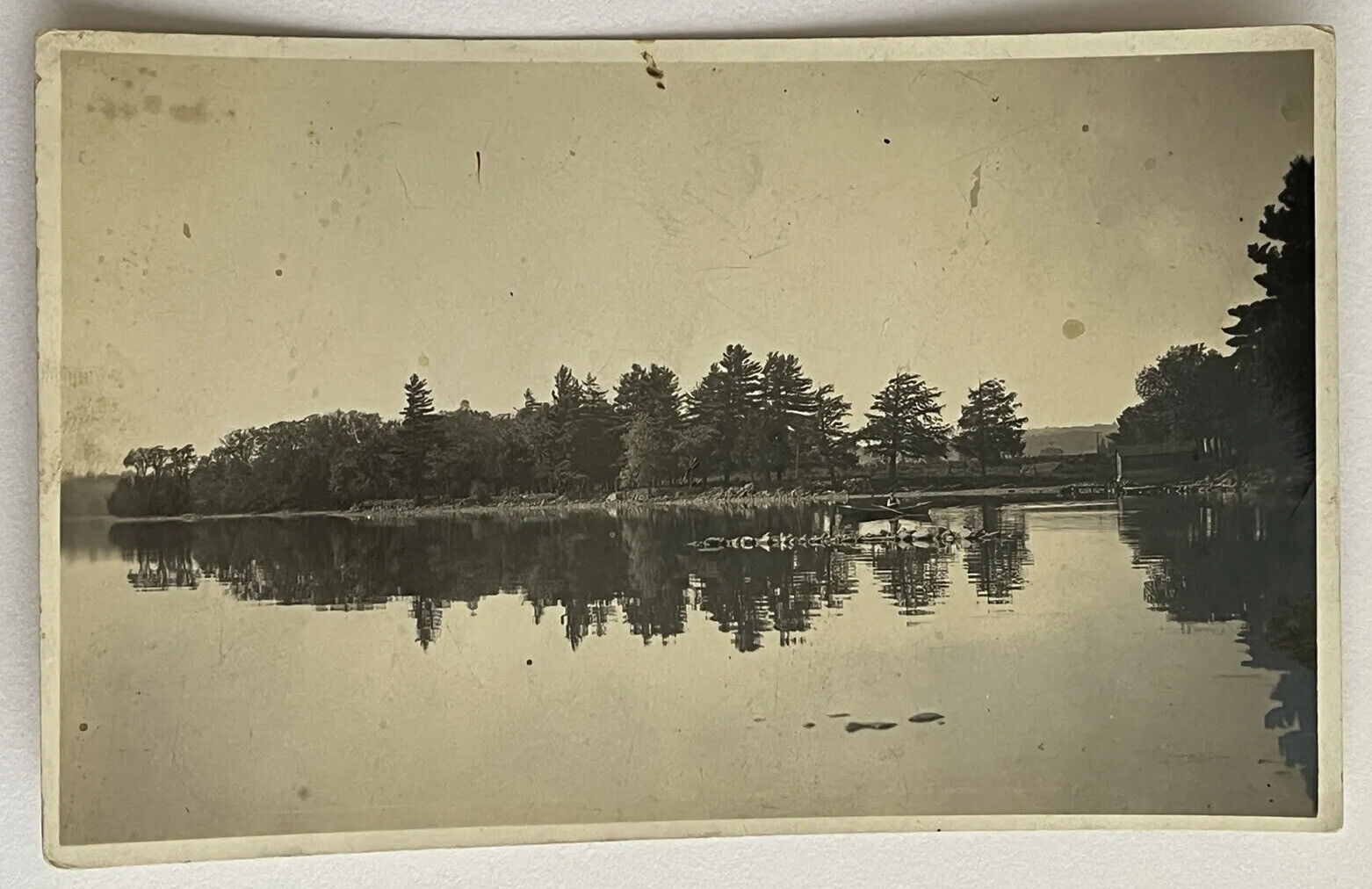 RPPC Texas Lake People in Canoe  Real Photo Postcard 1905