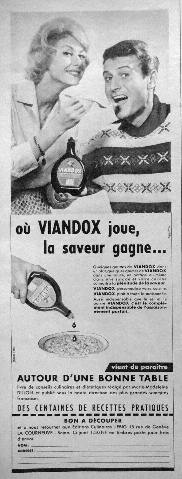 1961 VIANDOX PLAYS FLAVOR ADVERTISEMENT WINS AROUND A GOOD TABLE