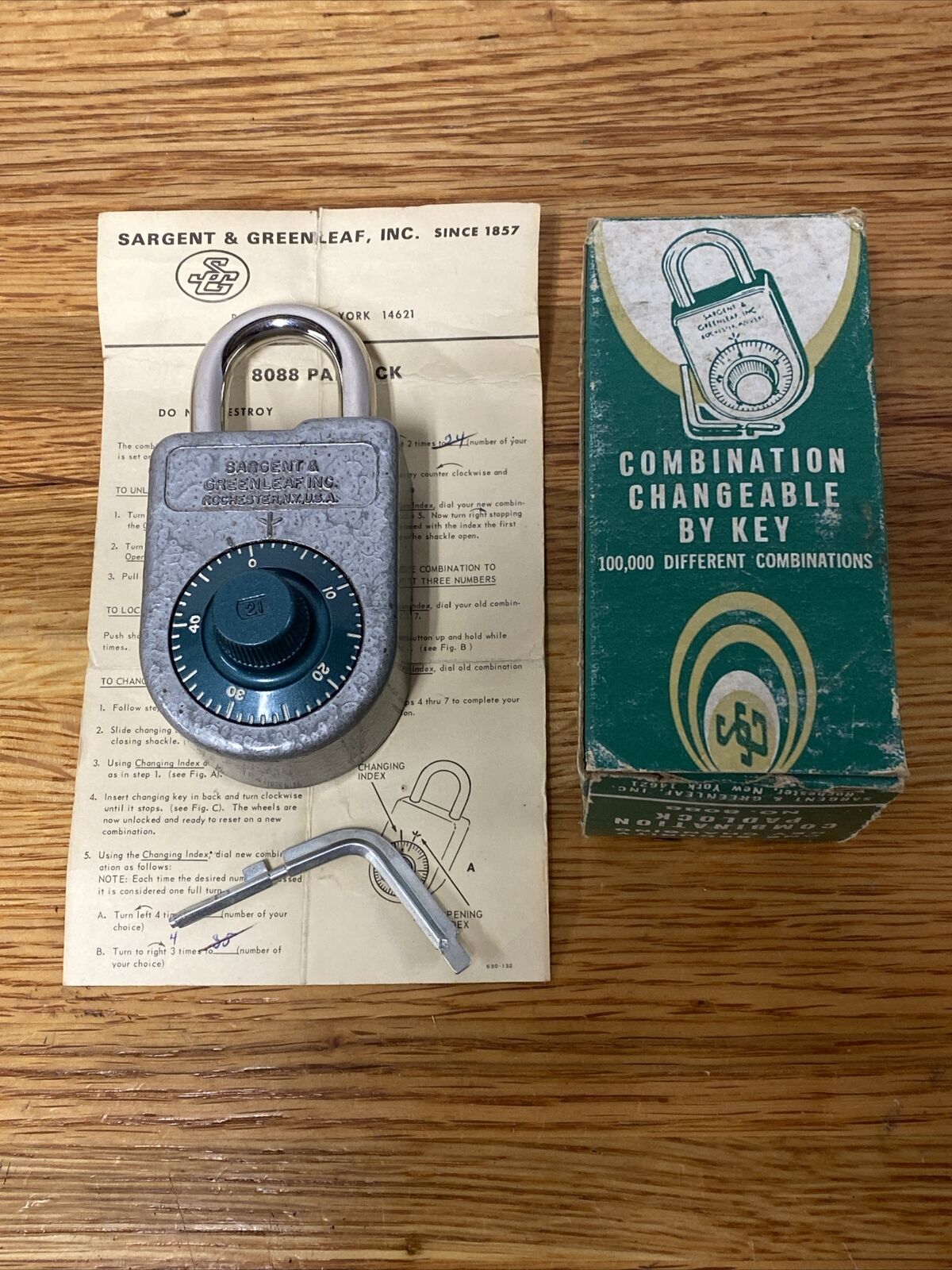 Vintage Sargent & Greenleaf Inc Combination Padlock No. 8088 Mint Preowned Cond