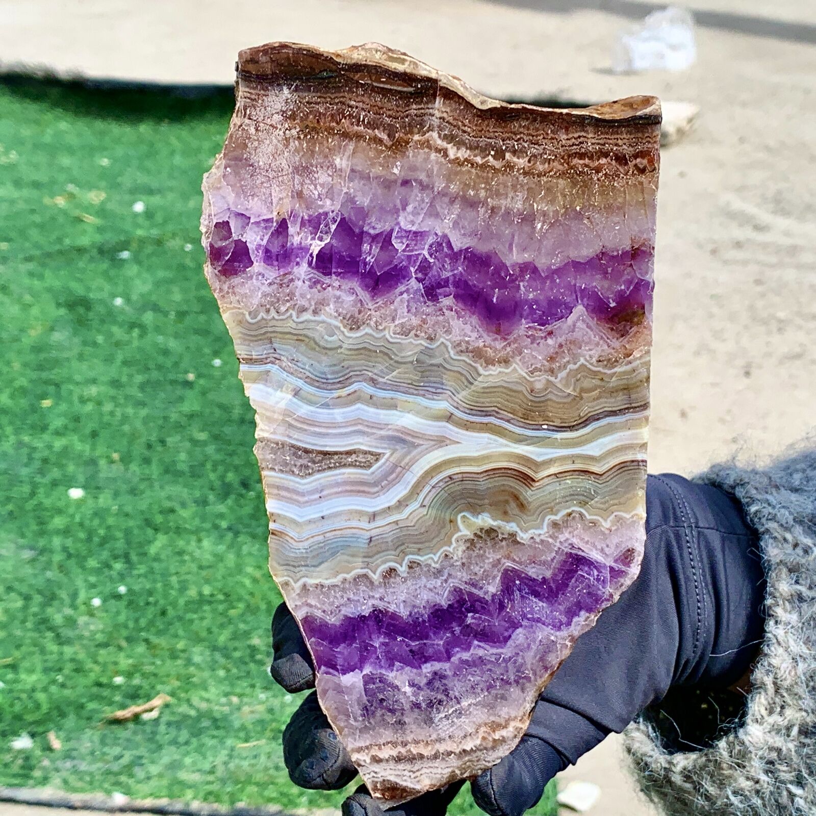 287G Natural and beautiful dream amethyst rough stone slab specimen