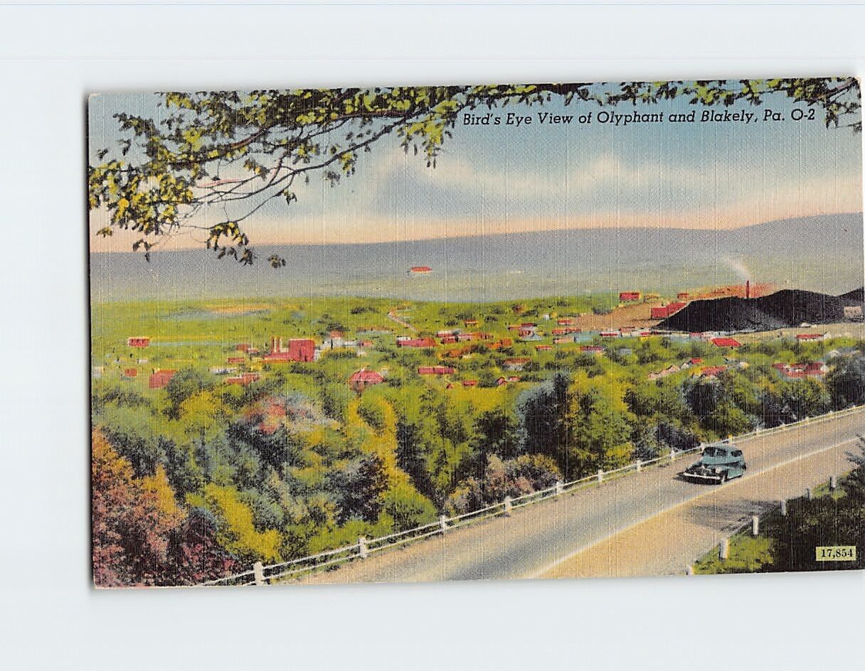 Postcard Bird's Eye View of Olyphant & Blakely Pennsylvania USA