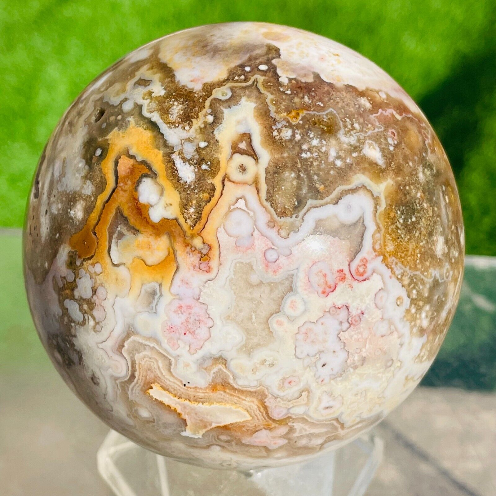 625g Natural 8Th Vein Ocean Jasper Ball Crystal Sphere Specimen Healing
