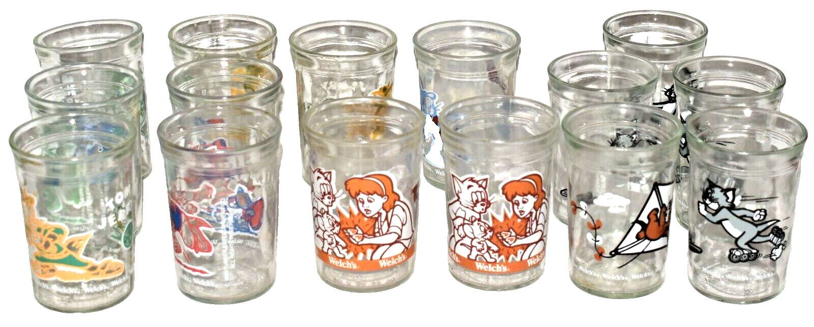 Vintage Welch's Tom & Jerry Promo Jelly Jars Glasses Lot Of 15