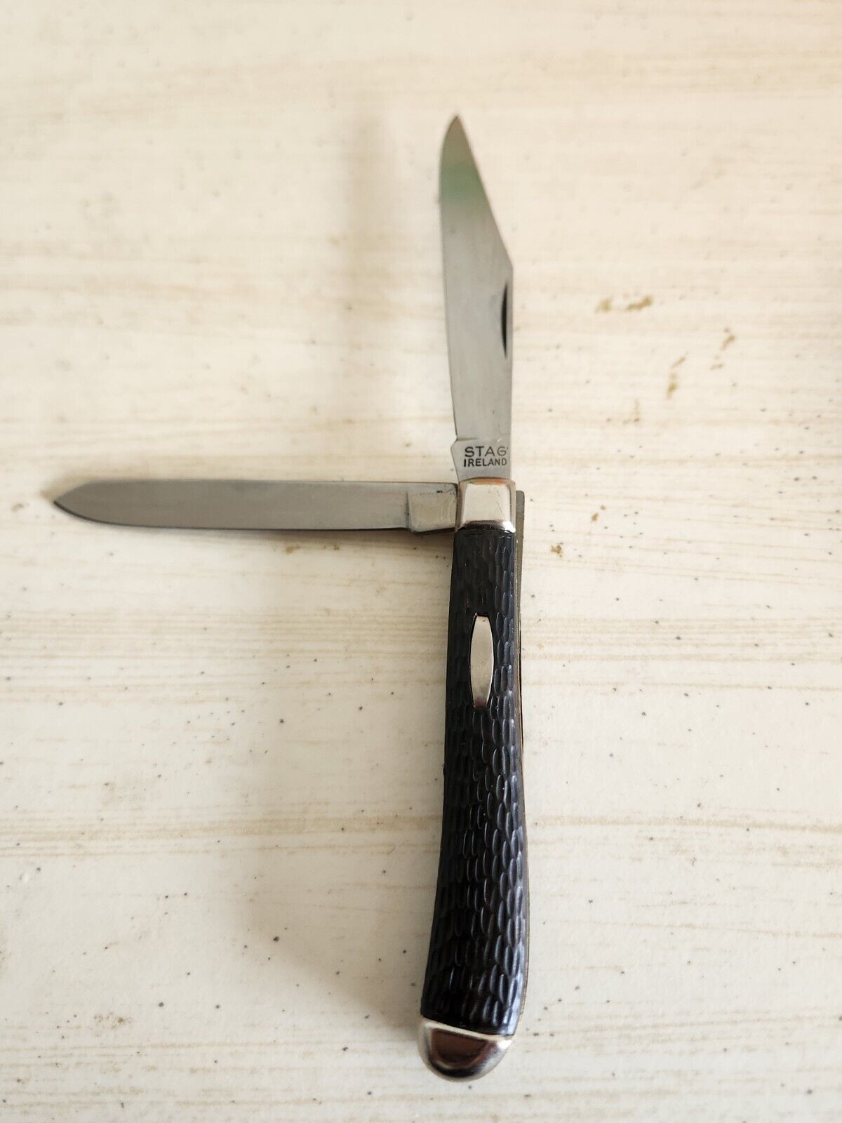 VINTAGE BARLOW STAG  2-BLADE POCKET KNIFE MADE IN IRELAND