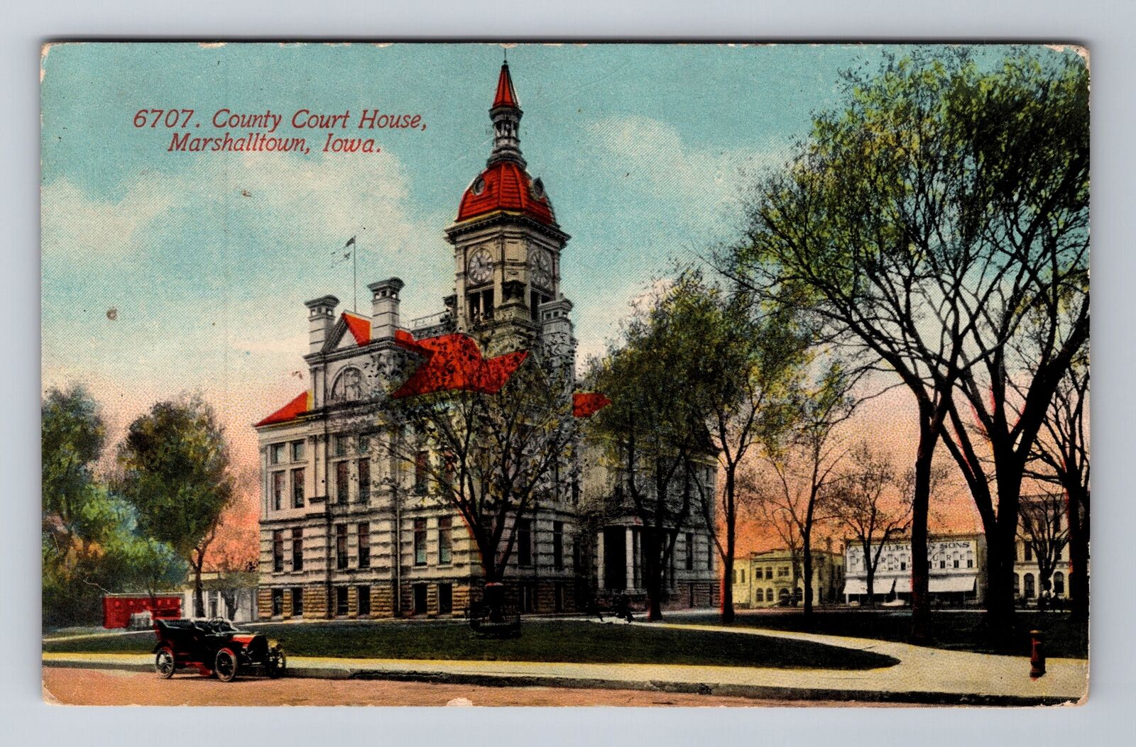 Marshalltown IA-Iowa, County Court House, Antique Vintage Souvenir Postcard