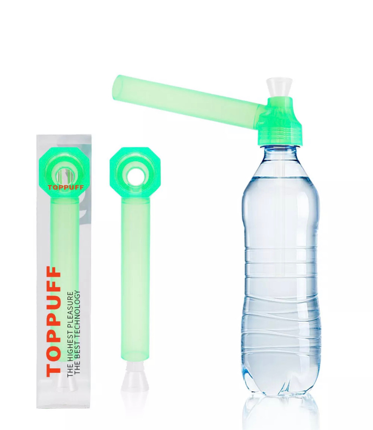 [2Packs Green]  Green Screw-on Water Bottle Converter Glass Bong Hookah