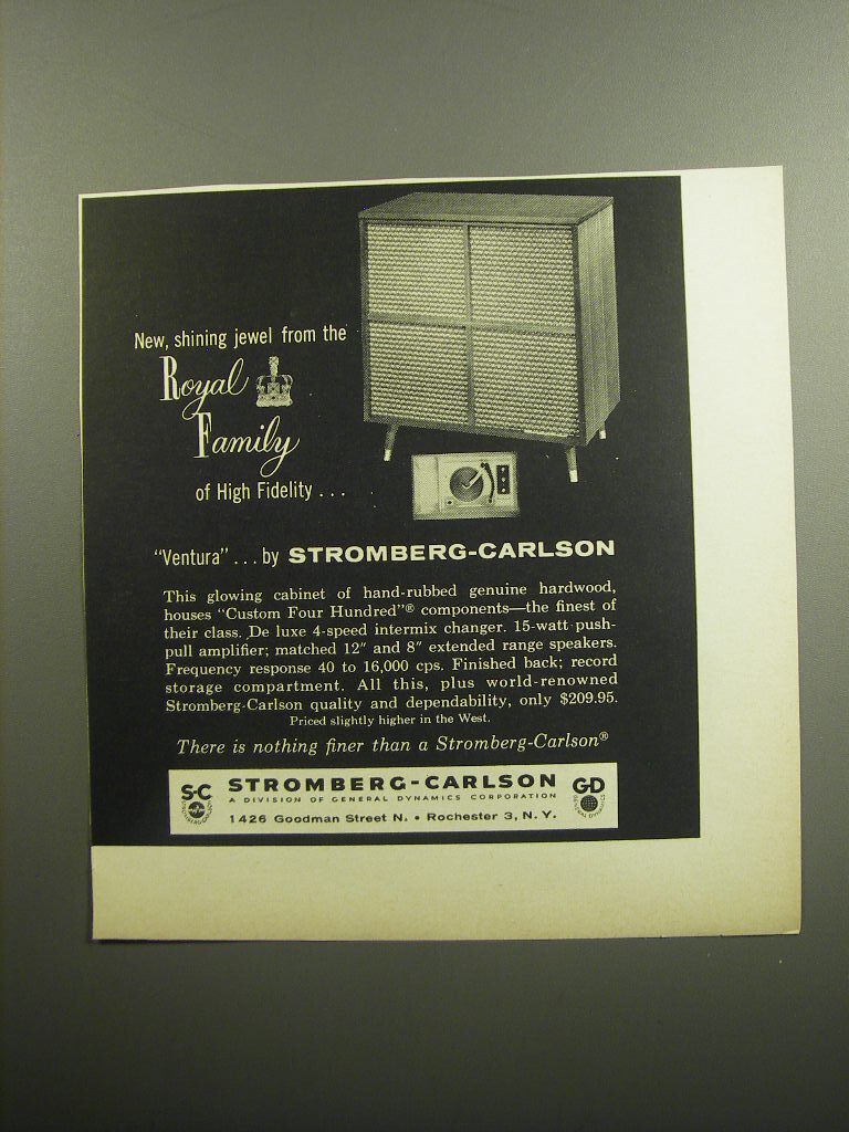 1957 Stromberg-Carlson Ventura Phonograph Ad - New, shining jewel