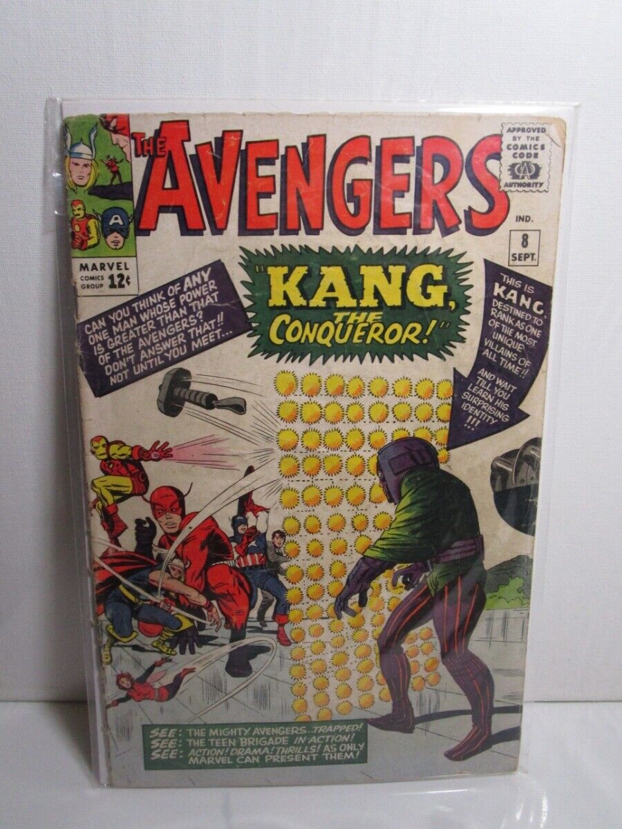 Avengers #8, 1st appearance of Kang the Conqueror, 1964, MCU BAGGED/BOARDED