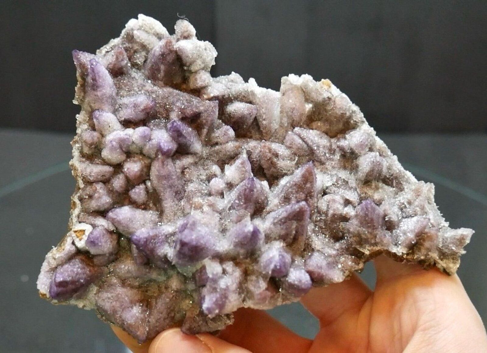 13cm Lustrous Purple Yttrofluorite on Sharp Calcite - Qinglong, Guizhou, China