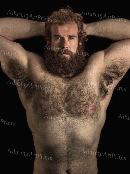 8x10 Male Model Photo Print Muscular Handsome Hairy Shirtless Hunk -RR32