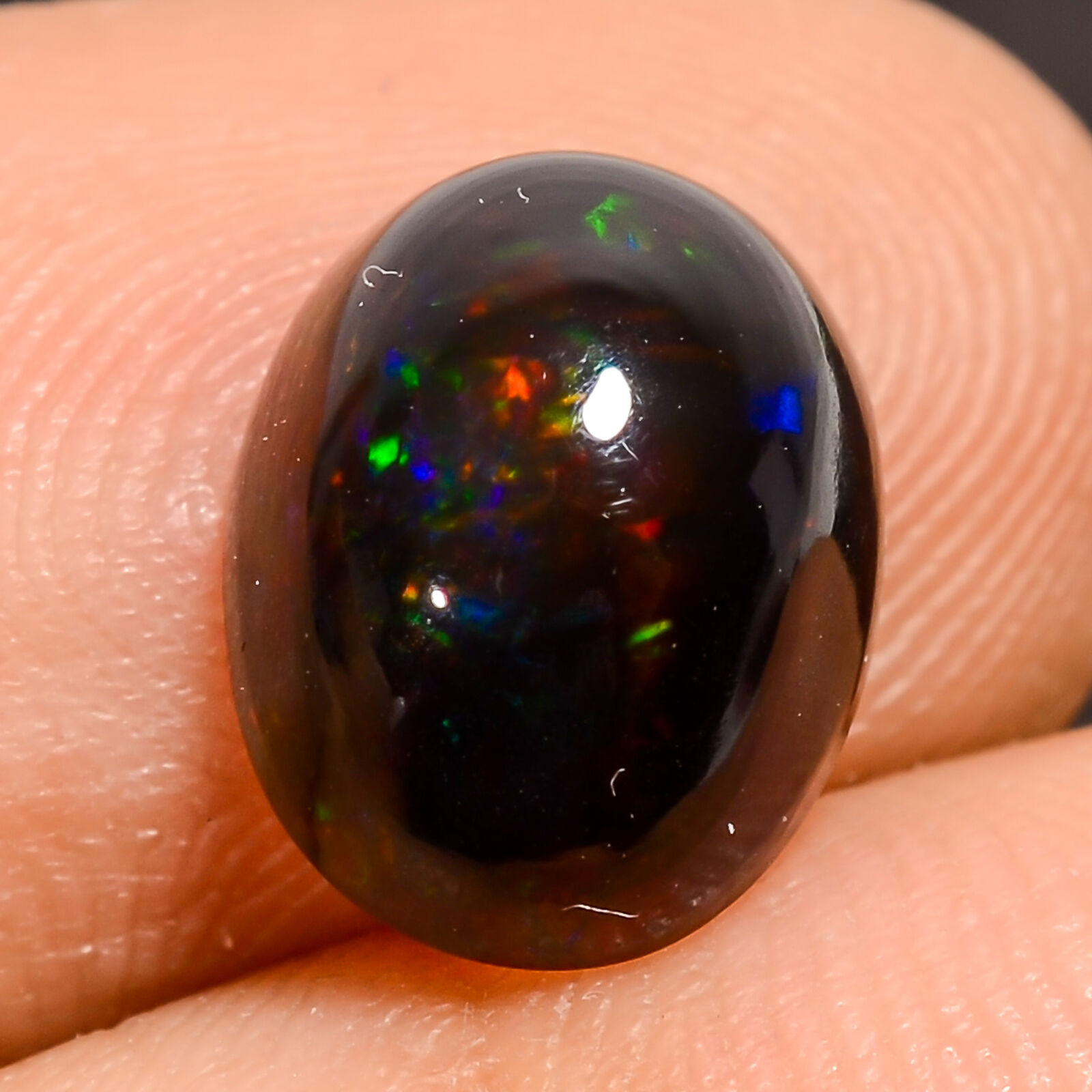 02.35 Cts Natural Tempting Black Ethiopian Opal Oval 10X8X5 MM Cabochon Gemstone