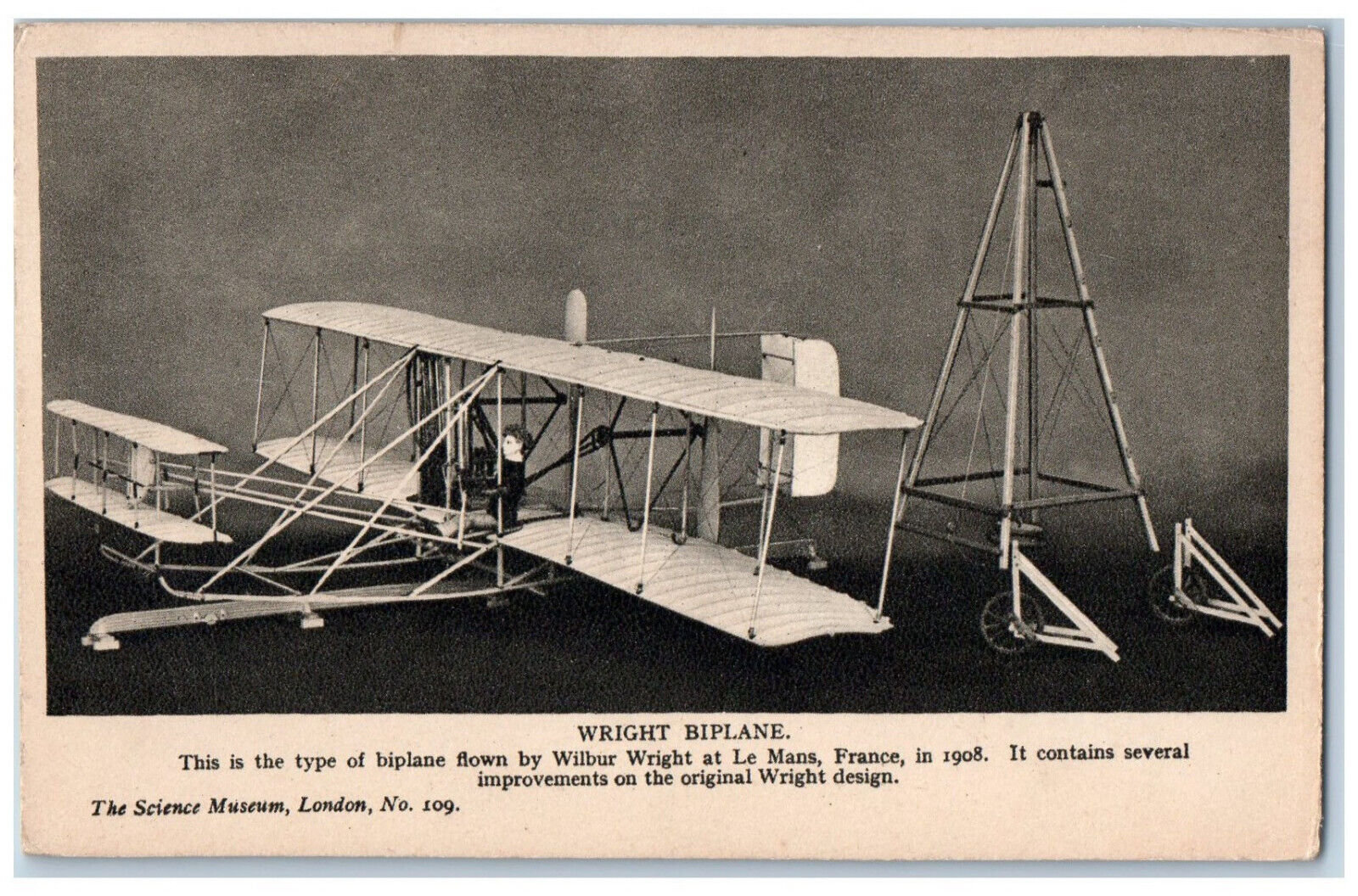 Le Mans France Postcard Wright Biplane Flown By Wilbur Wright c1910 Unposted