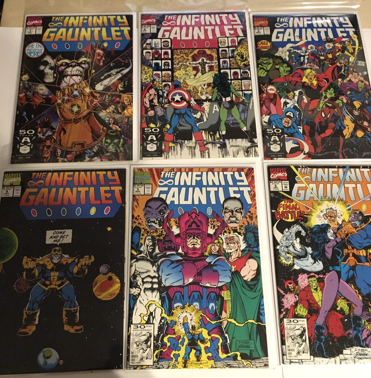 Marvel Comics Infinity Gauntlet Series Issues #1 -6 (1991) Marvel Comic Books