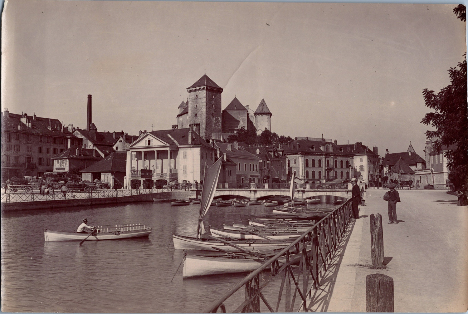 France, Annecy, Lake View, Vintage Print, ca.1880 Vintage Print D
