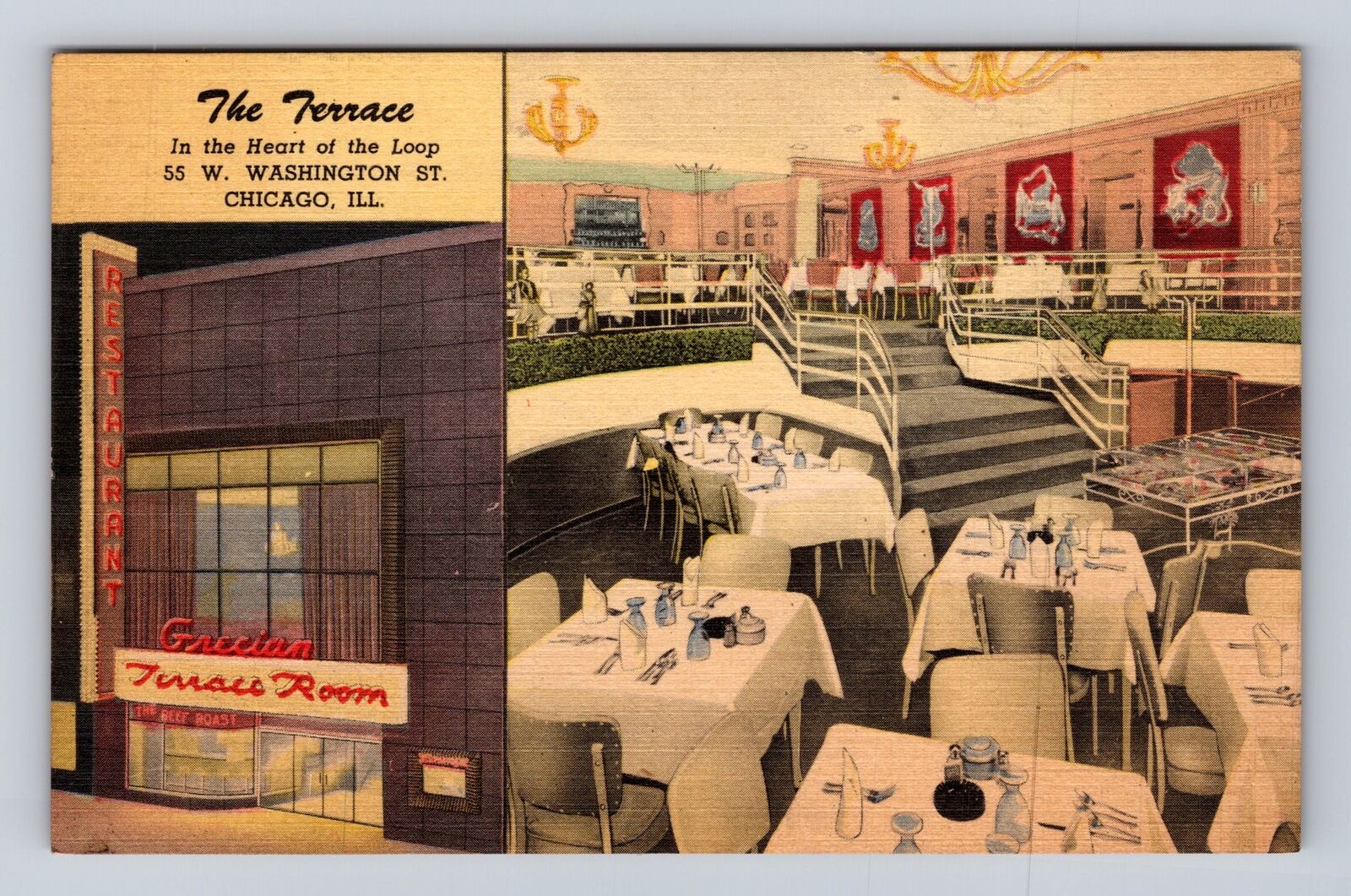 Chicago IL-Illinois, The Terrace, Restaurant, Antique, Vintage Souvenir Postcard