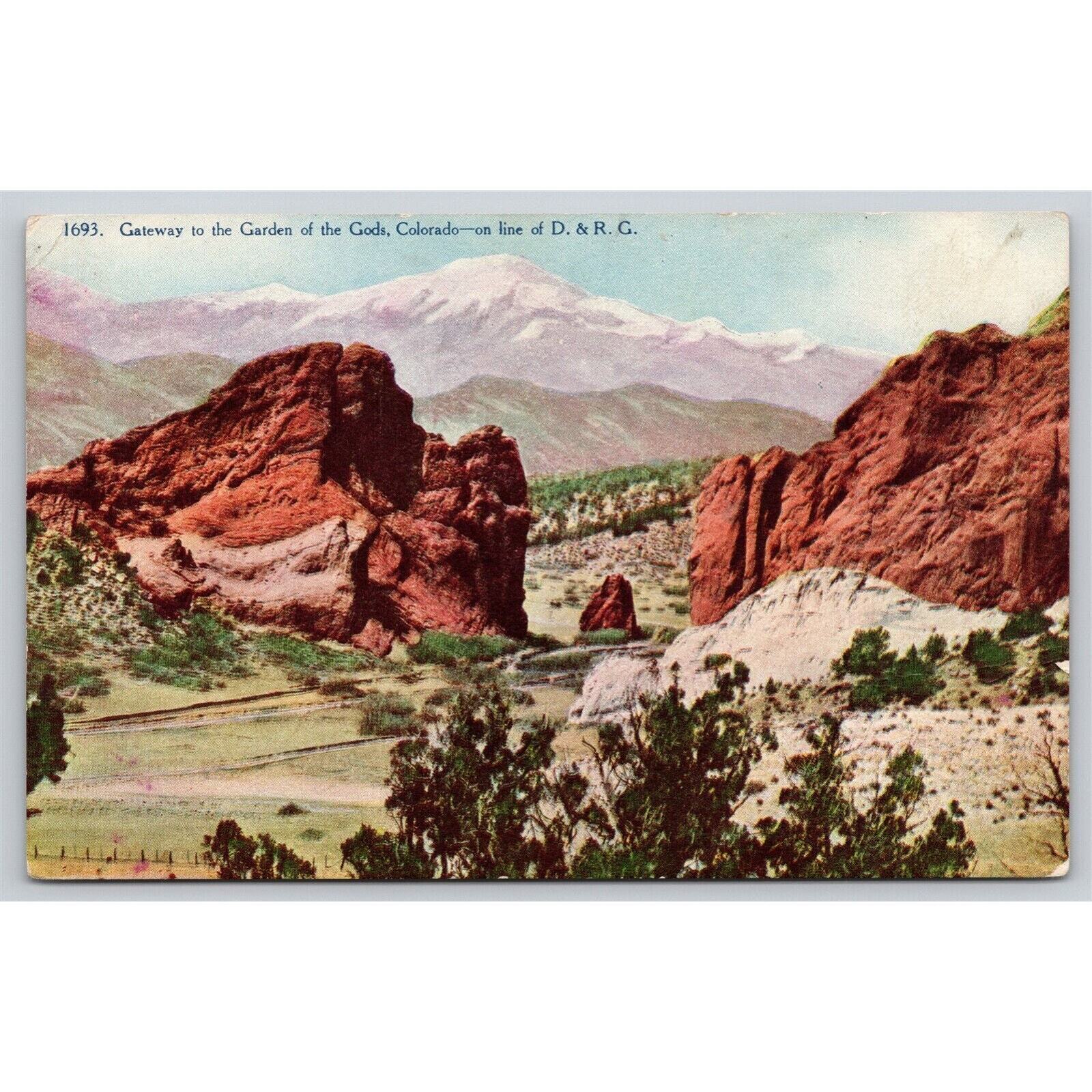 Postcard CO Gateway To The Garden Of The Gods On Line Of D. & R.G.