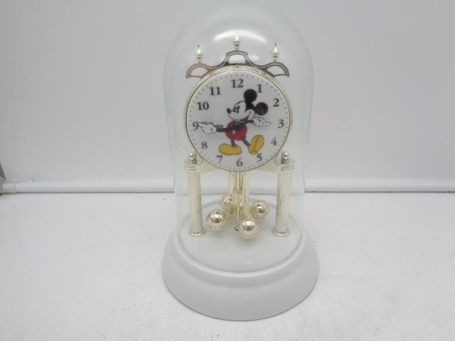 Vtg Disney Mickey Mouse Anniversary Glass Dome Clock 9.5\