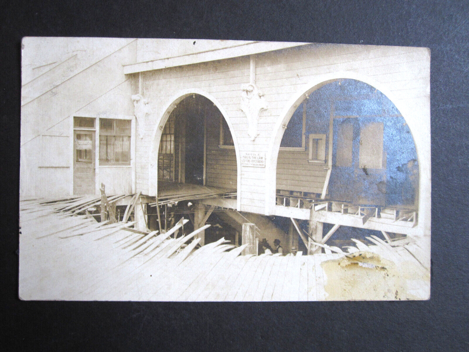 vTg 1913 Long Beach Pier Calif auditorium disaster real photo postcard RPPC AtQ