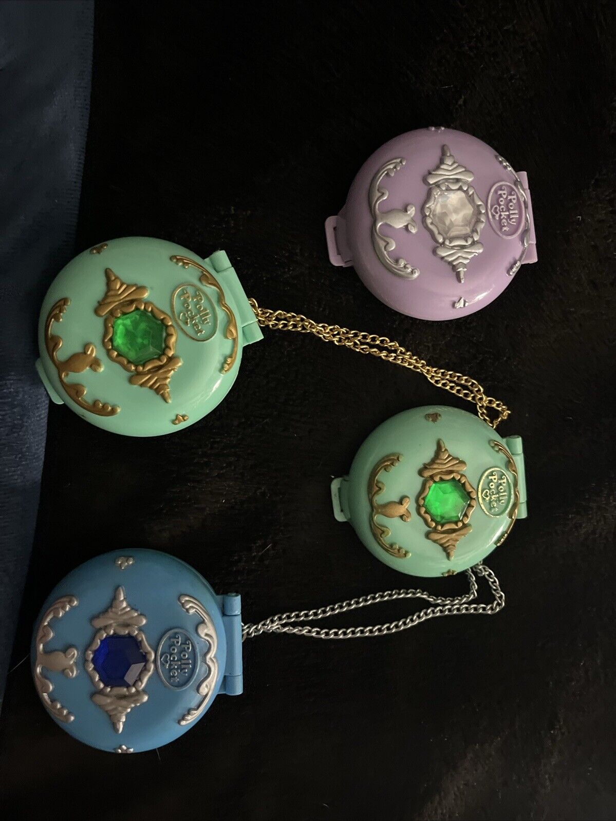 Polly Pocket Princess Jeweled Chain Compacts 1992 Vintage Bluebird
