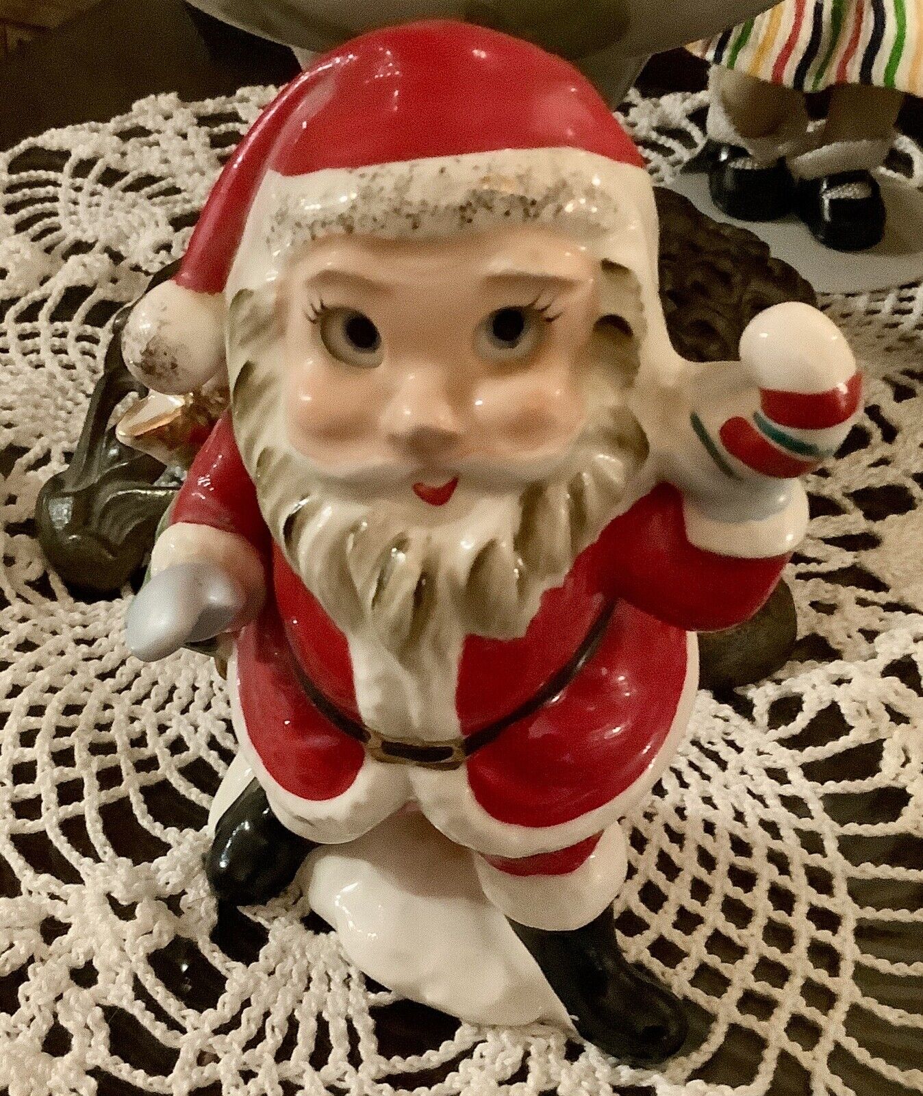 Vintage “Rare” Ucagco Japan 6” Hand Painted Santa Clause With Open/Close Eyes