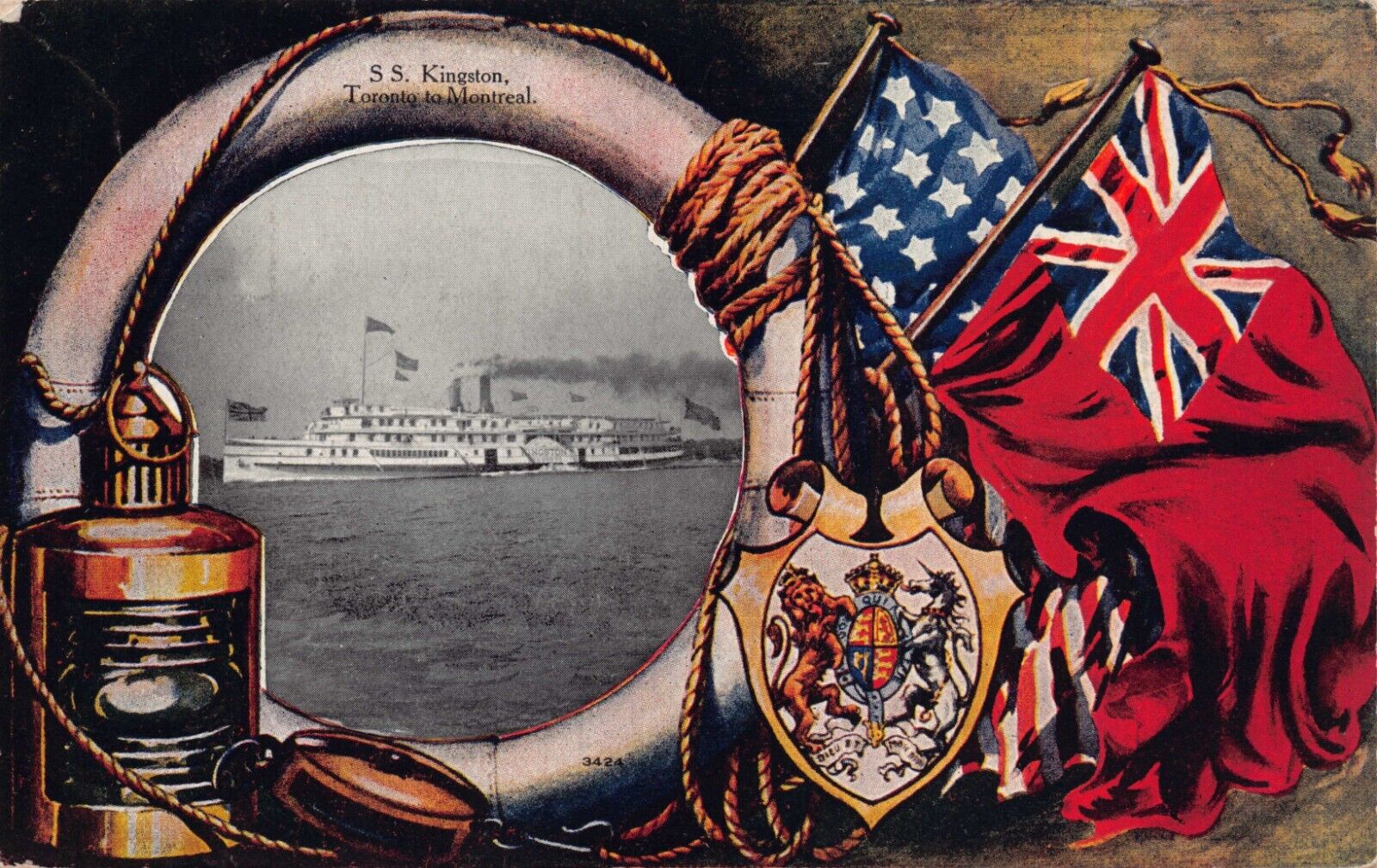 SS Kingston Toronto To Montreal Navigation Ships 1910 Cancel Vtg Postcard CP352