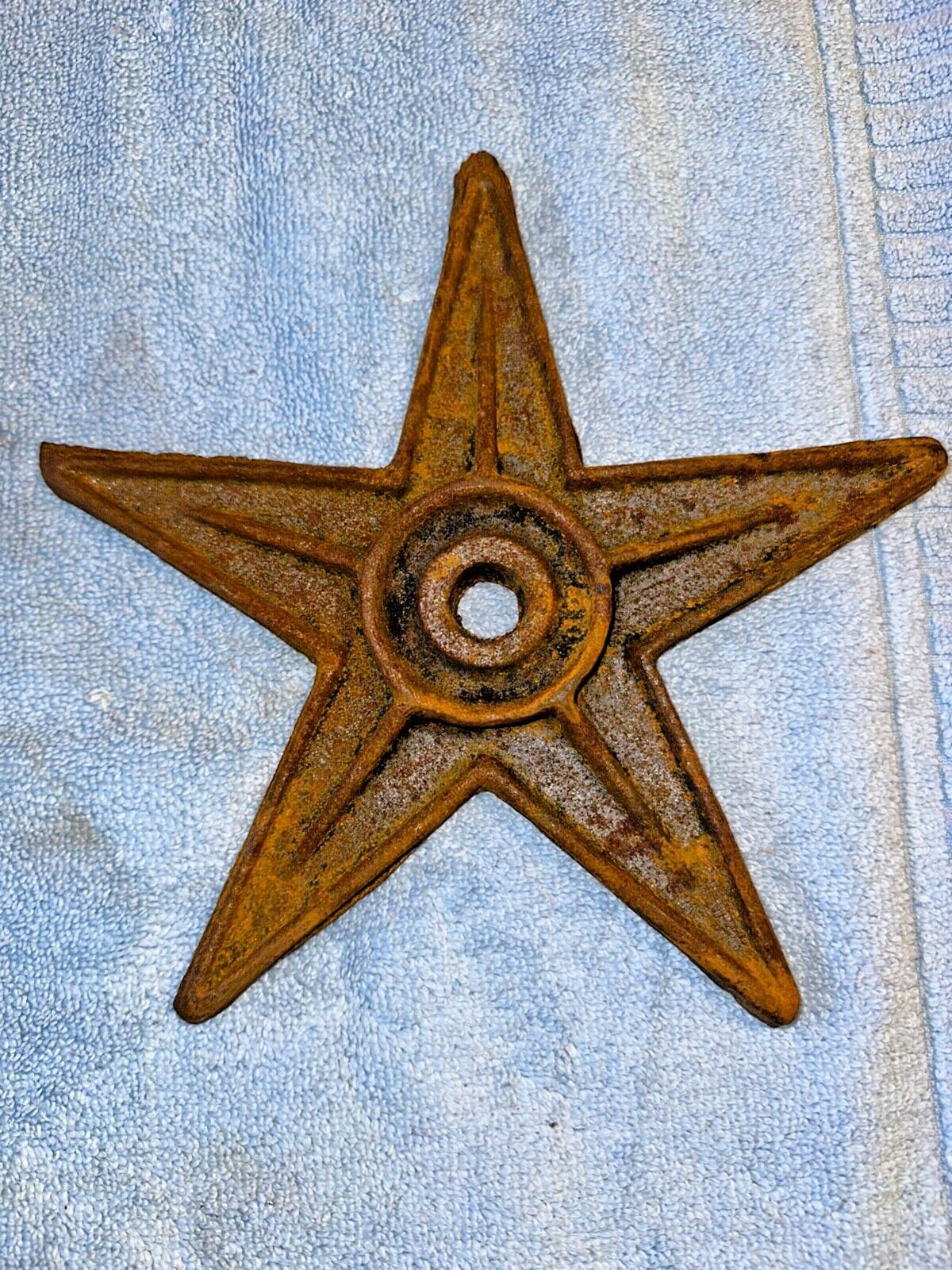 Vintage Cast Iron Star Country Barn Metal Rustic 5 Point Heavy Metal Repurposed