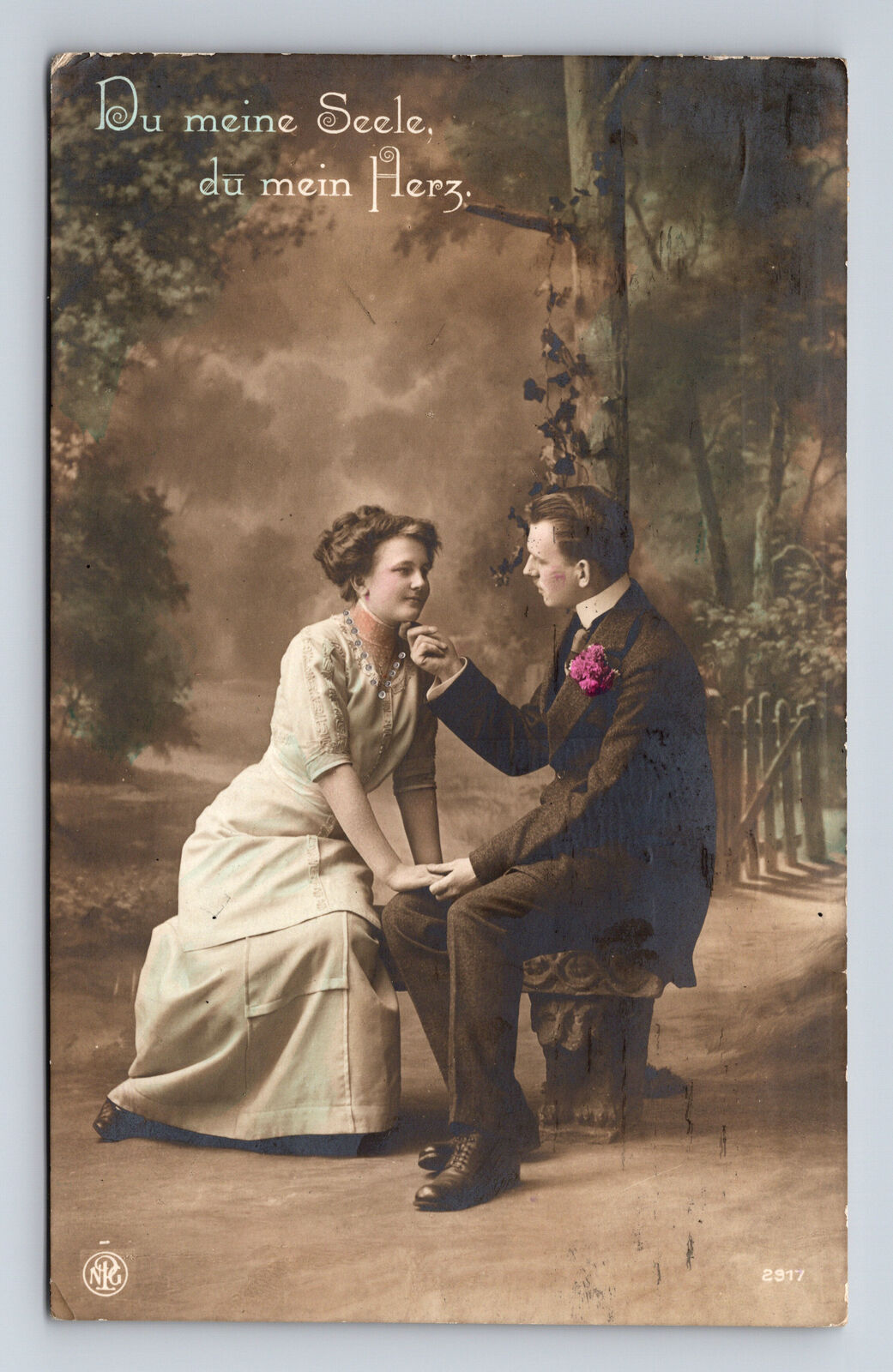 RPPC Romantic German Studio Portrait of Man & Woman Love Salzburg Postcard