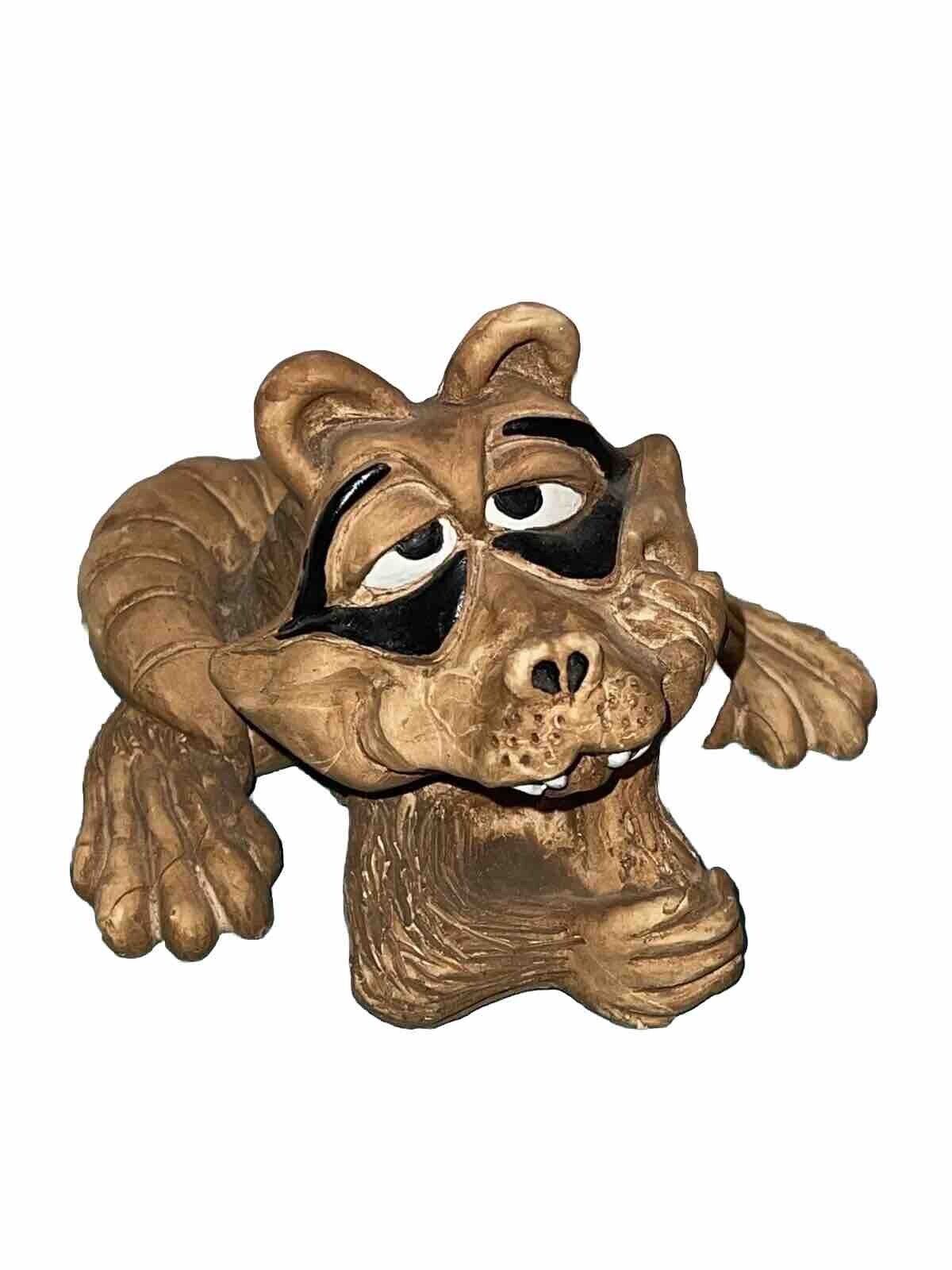 Estate Raccoon Figurine Find Ceramic Vintage Goofy Buck Teeth