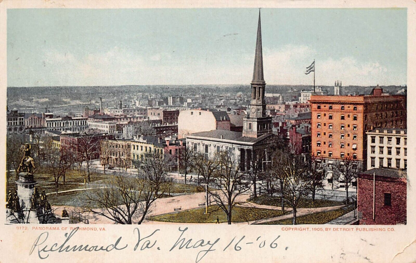 Richmond VA Virginia c1906 Downtown Civil War Statue Panorama Vtg Postcard S5