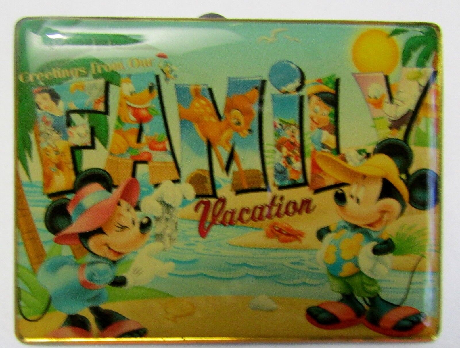 Disney Store Greetings from Our Family Vacation Mickey and Movie Characters  Pin
